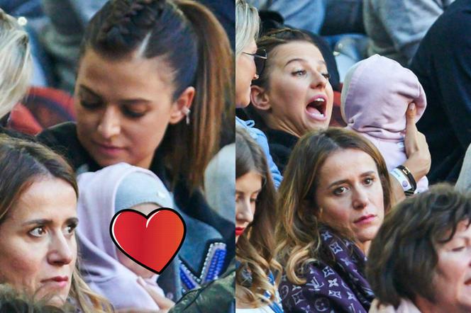 Anna Lewandowska z Klarą na stadionie