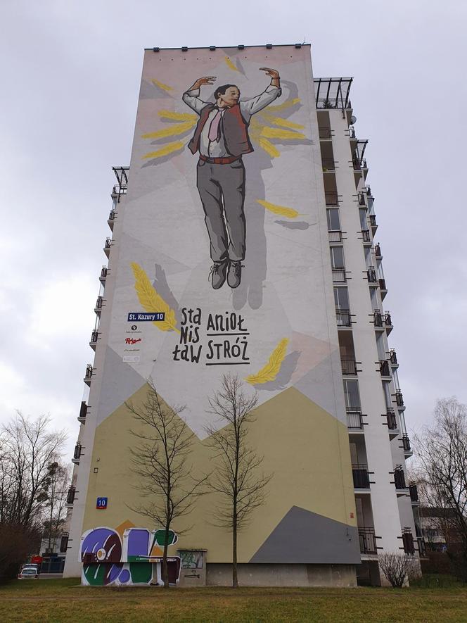 Mural "Anioła" z serialu "Alternatywy 4" na Ursynowie zniszczony przez wandala. Niedawno został odnowiony