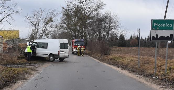 Wypadek dostawczaka w Płośnicy