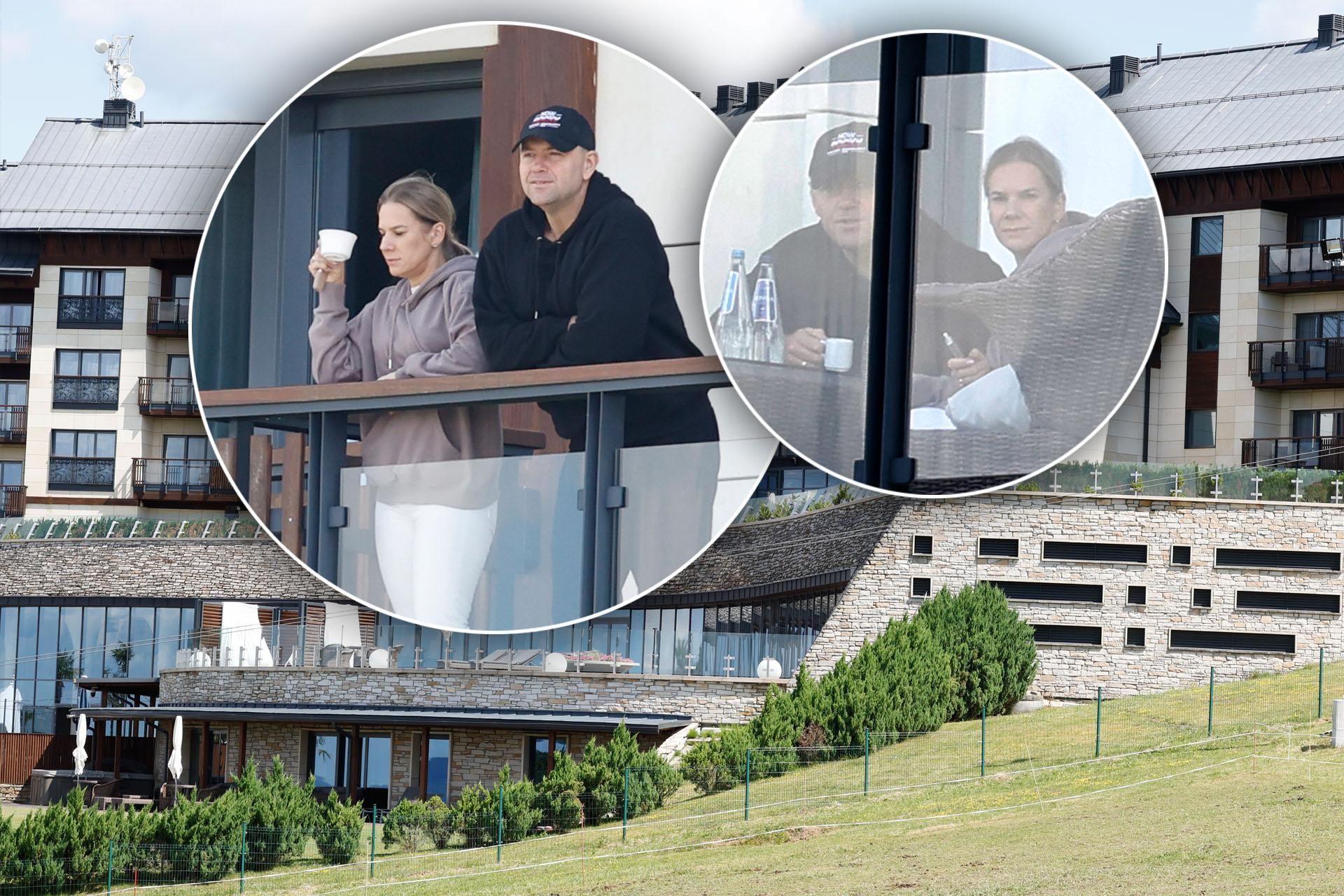 The fresh  president   was spotted with his wife on a balcony. Coffee, a baseball cap, and a smoke.