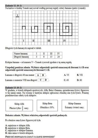 Egzamin ósmoklasisty 2020 matematyka - ARKUSZE CKE, ODPOWIEDZI, ZADANIA