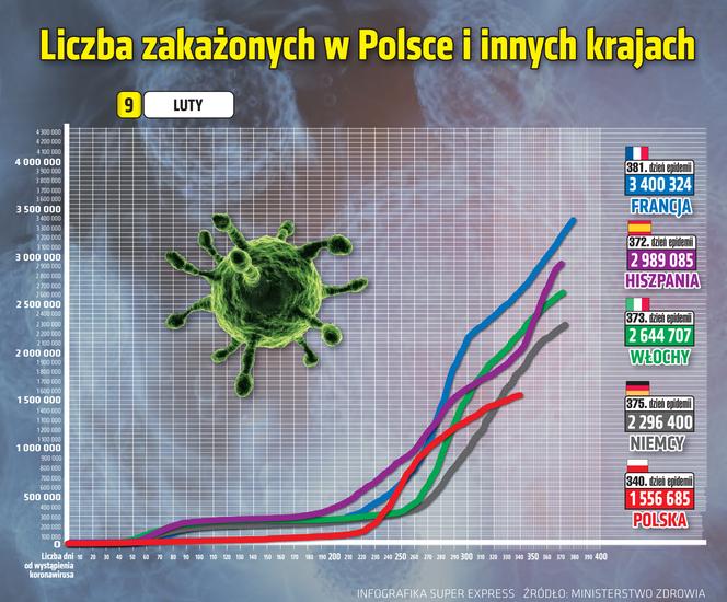 koronawirus w Polsce wykresy wirus Polska 2 9 2 2021
