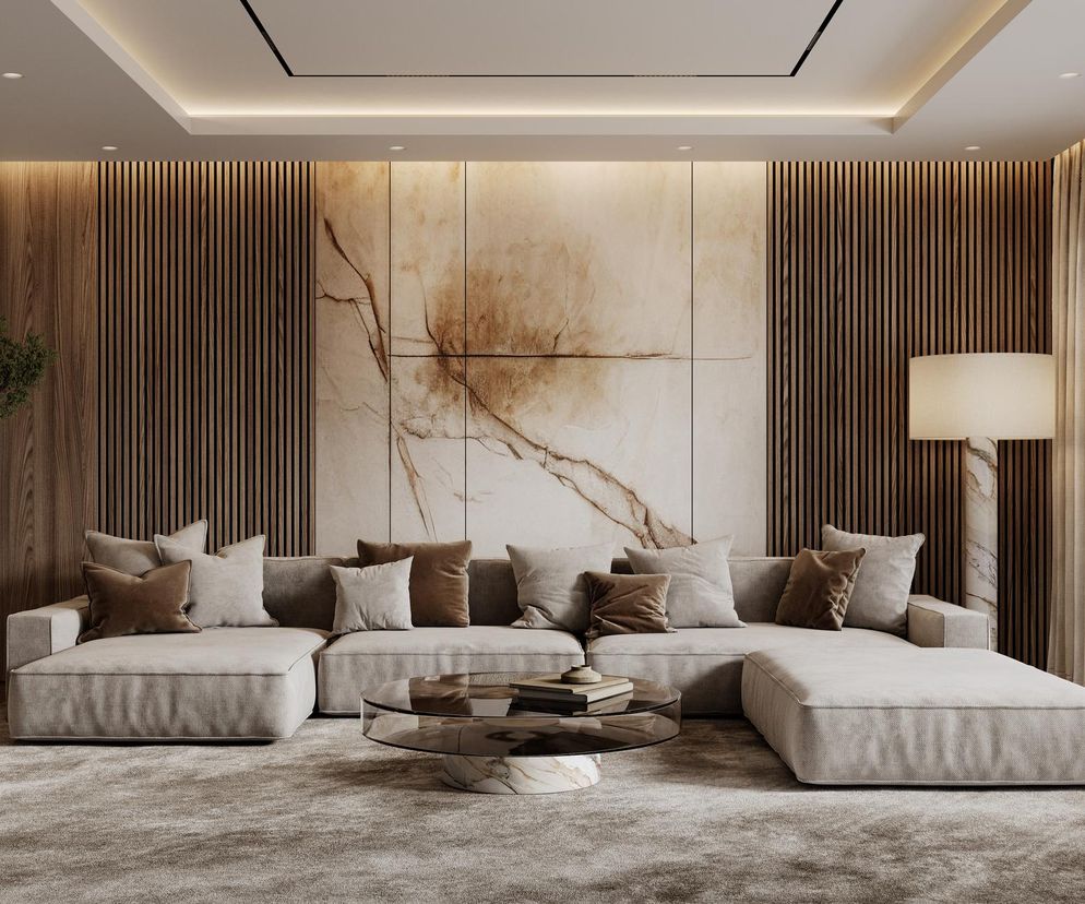 Minimalistyczny salon w japońsko-skandynawskiej estetyce. Meble i dodatki  japandi