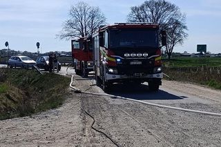 Pożar auta w Lasocicach 