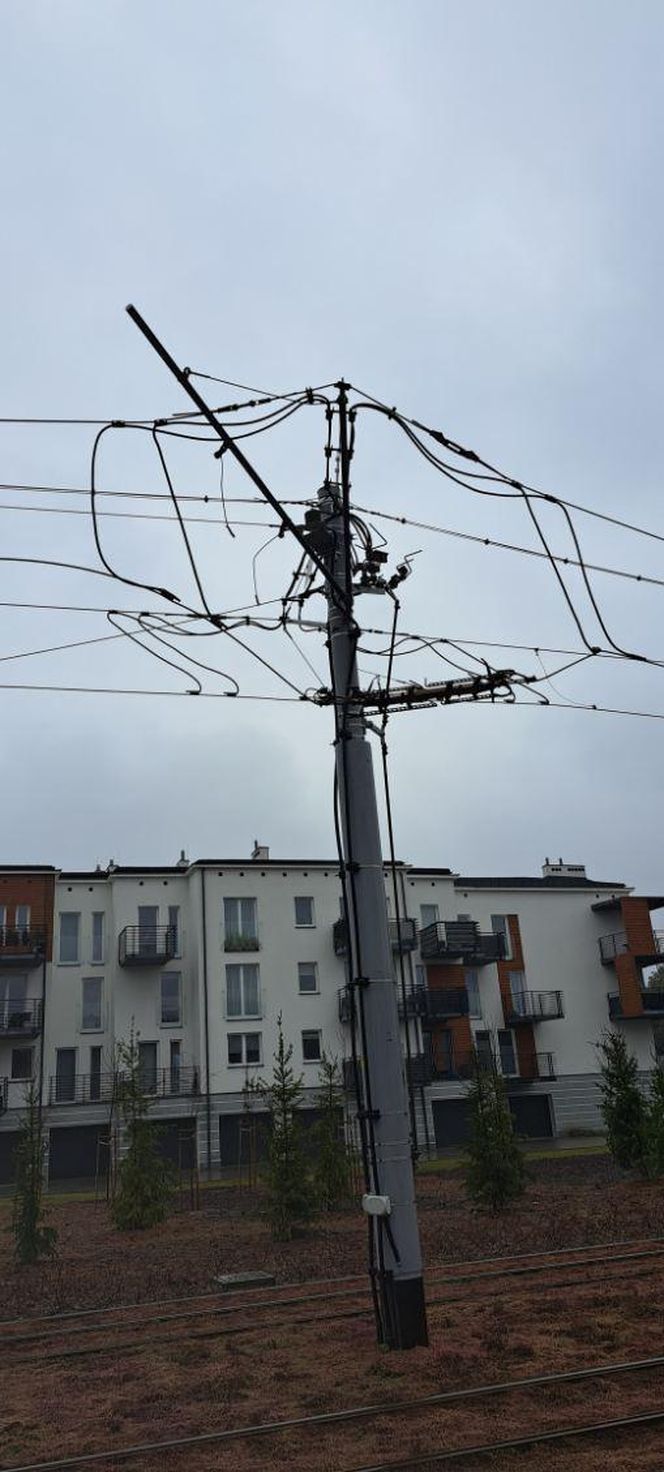 Ktoś zerwał sieć trakcyjną w Toruniu. Poważne utrudnienia