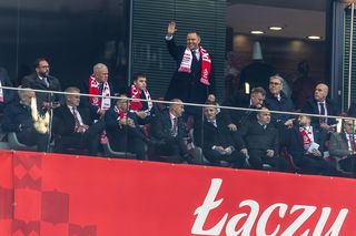 Karol Nawrocki na meczu Polska - Holandia