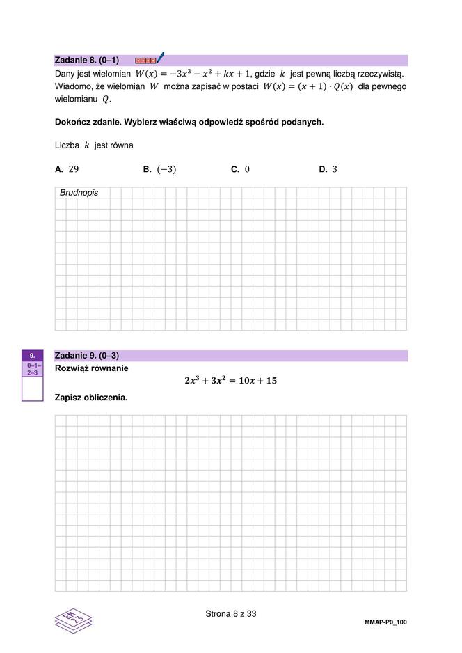 Arkusz maturalny z próbnej matematyki 2023