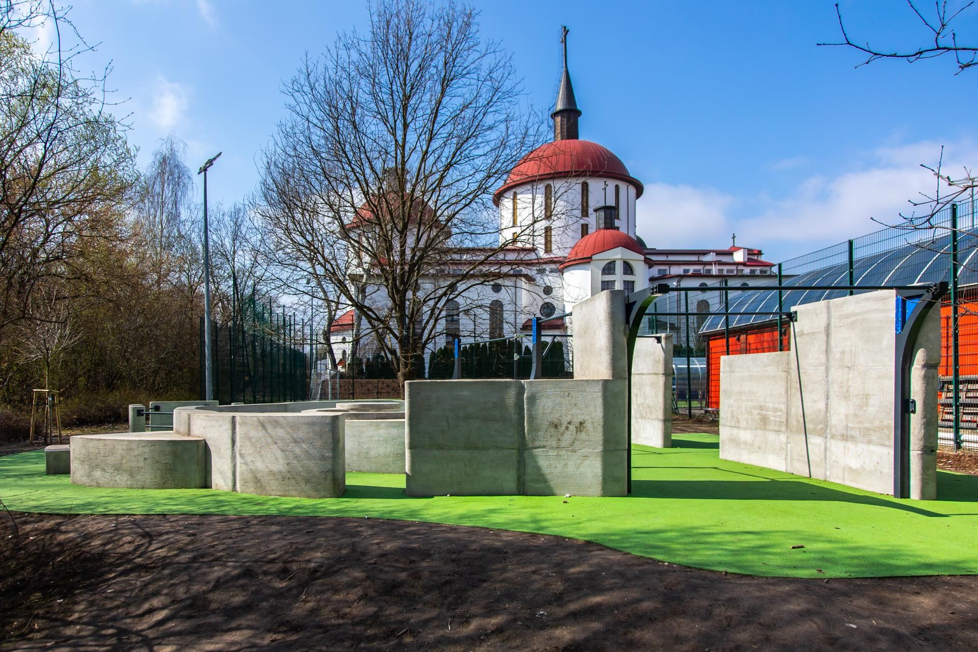 Flowpark do ćwiczenia parkouru, park Przy Bażantarni