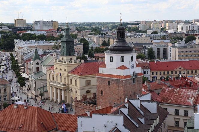Panorama Lublina z najwyższego punktu widokowego w mieście - Wieży Trynitarskiej