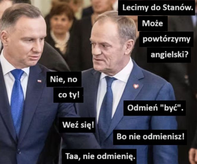 Andrzej Duda i Donald Tusk. USA. MEMY