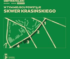 Skwer Krasińskiego, Żoliborz, Warszawa – mapa inwestycji