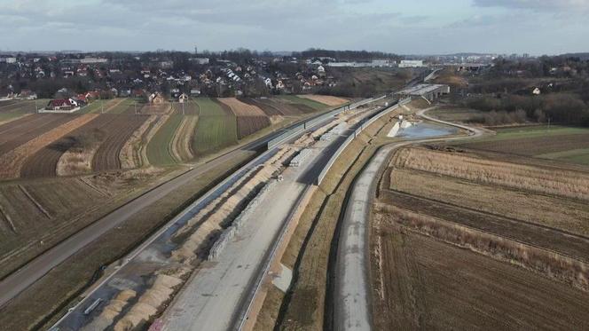 Budowa północnej obwodnicy Krakowa - zdjęcia styczeń 2024