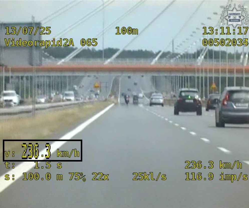 Gliwice: Motocyklista pędził na złamanie karku. Na liczniku miał prawie 240 km/h