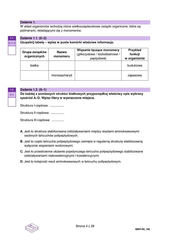 MATURA BIOLOGIA ROZSZERZONA FORMUŁA 2024