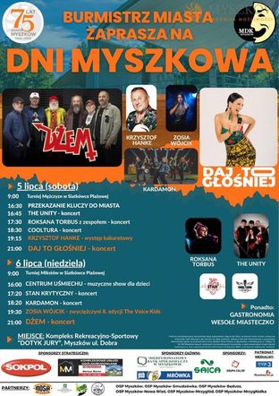 Dni Myszkowa 2025. Na scenie wystąpią Dżem, Daj To Głośniej i Krzysztof Hanke. Znamy program