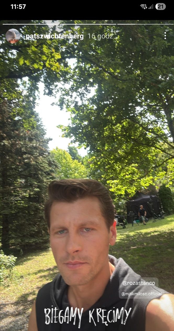 M jak miłość nowy sezon. Adam Karski (Patryk Szwichtenberg) na planie