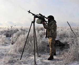 Karabin maszynowy PKM na podstawie przeciwlotniczej. Siły Zbrojne Ukrainy