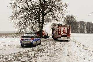 Strażak z promilami, wóz strażacki rozbił się na drzewie