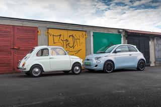 Elektryczny Fiat 500e i klasyczny Fiat 500