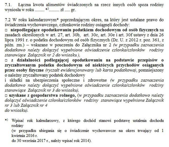 Wzór wniosku Rodzina 500+ /10