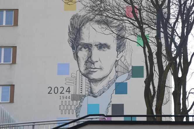 Na gmachu WPiA UMCS można podziwiać mural z wizerunkiem Marii Curie-Skłodowskiej 