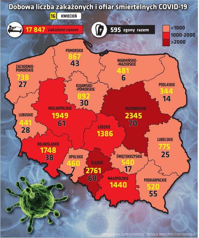 koronawirus w Polsce województwa 16 4 2021