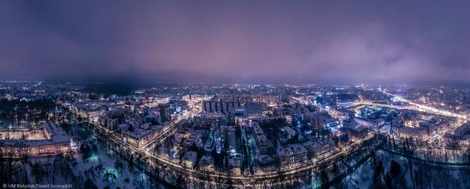 Świąteczny Białystok z lotu ptaka. Tak wygląda miasto z chmur! [ZDJĘCIA]