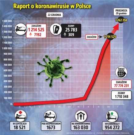 Koronawirus 22 grudnia. Wykres
