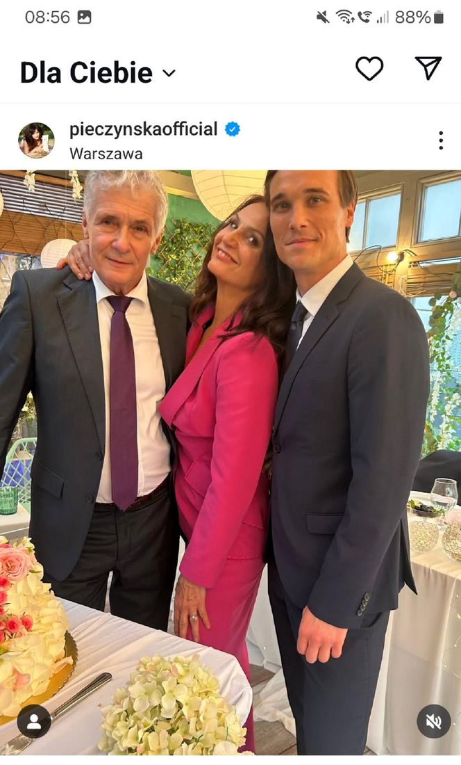 	M jak miłość nowy sezon. Aleksandra (Małgorzata Pieczyńska), Erwin (Andrzej Dopierała), Olek (Maurycy Popiel) na planie