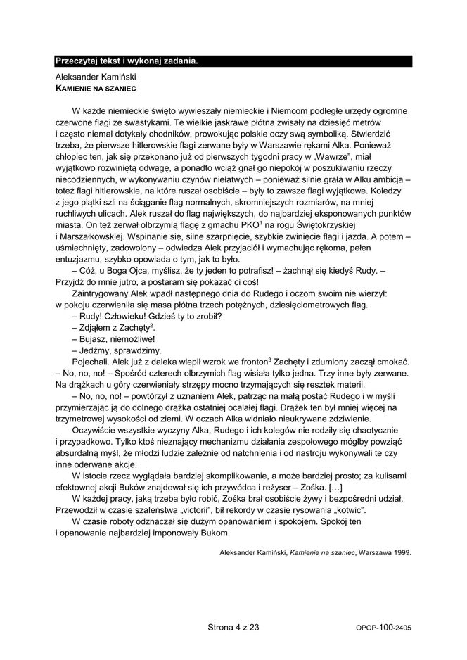 Egzamin ósmoklasisty - arkusz z języka polskiego 2024