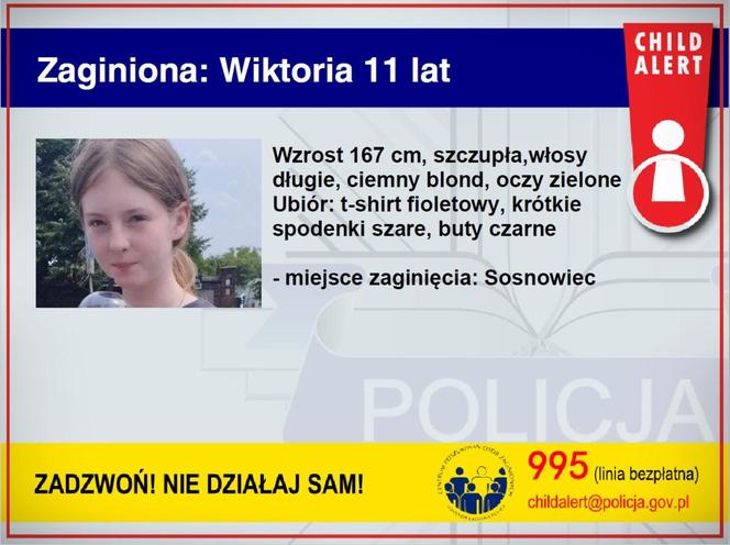 Policja wydała Child Alert w sprawie poszukiwań zaginionej Wiktorii z Sosnowca