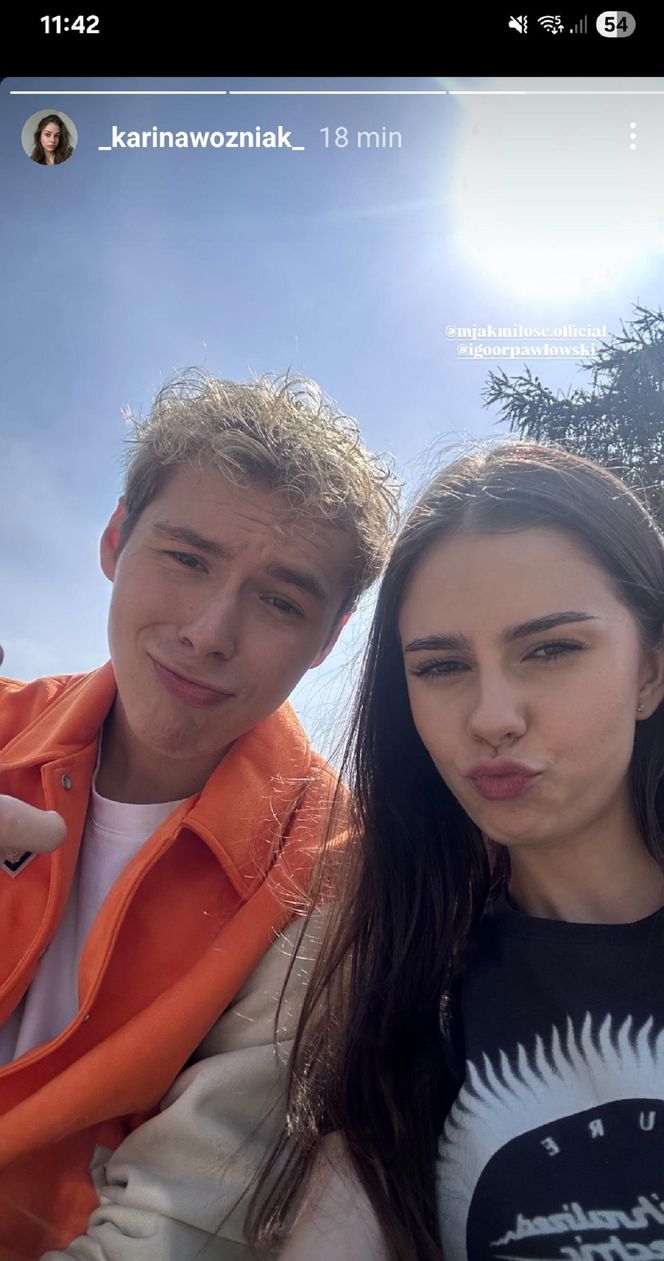 M jak miłość nowy sezon. Basia (Karina Woźniak), Michał (Igor Pawłowski) na planie