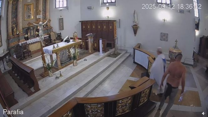 Półnagi mężczyzna przerwał mszę. Krzyczał, był agresywny