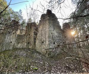 Ruiny kościoła w świętokrzyskim lesie. Wg. legendy pochodzą z XII wieku