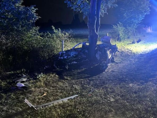 BMW uderzyło w drzewo i zapaliło się, Zginęła jedna osoba!