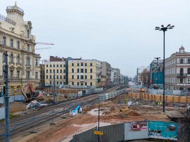 Budowa przystanku Śródmieście w Łodzi styczeń 2025