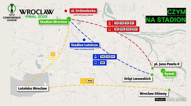 Finał Ligi Konferencji Europy 2025 we Wrocławiu - zmiany w organizacji ruchu