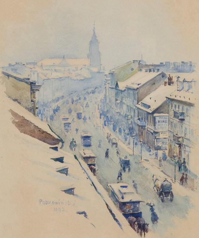 W.Podkowiński, Widok na Nowy Świat zimą, 1892
