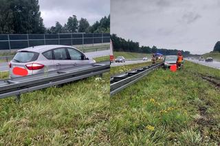 Wypadek na autostradzie A4 pod Tarnowem. Osobówka uderzyła w bariery ochronne