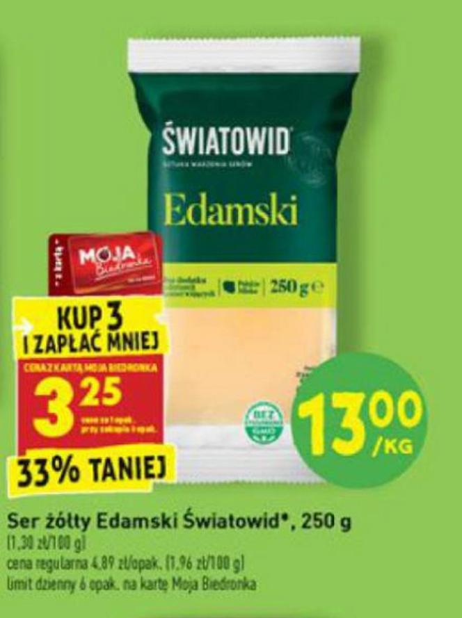 ser żółty edamski 3,25 zł/kg