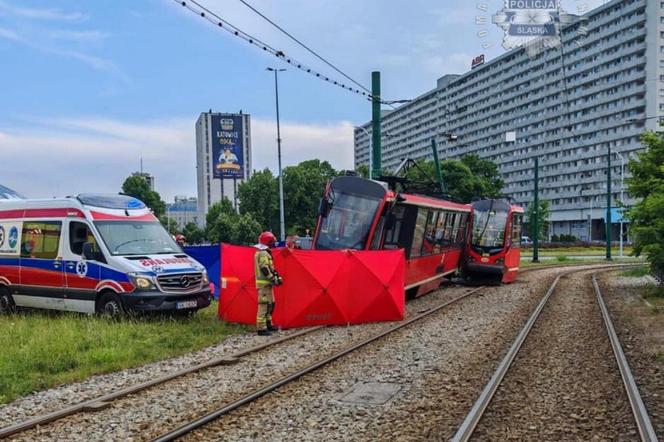 Wypadek w Katowicach. Wykoleił się tramwaj. Jest wielu rannych [ZDJĘCIA]