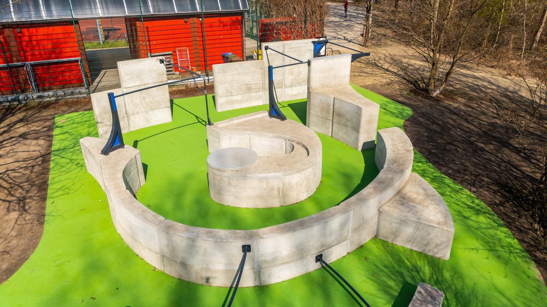 Flowpark do ćwiczenia parkouru, park Przy Bażantarni