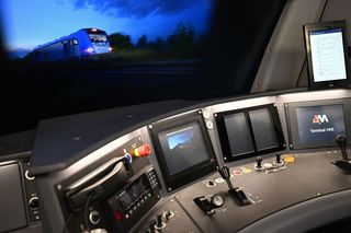 Prezentacja symulatora jazdy lokomotywy Griffin w Gdyni