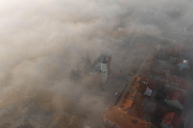 Sandomierz w jesiennej szacie z lotu ptaka