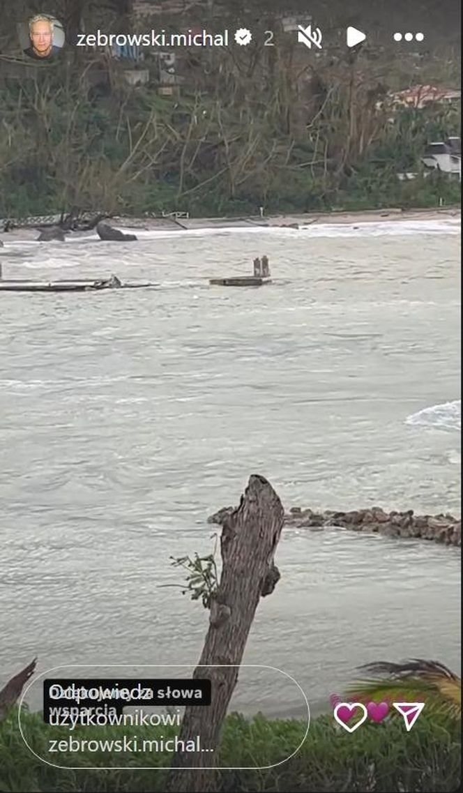 Michał Żebrowski pokazał oko cyklonu! Potworne zniszczenia po Melissie