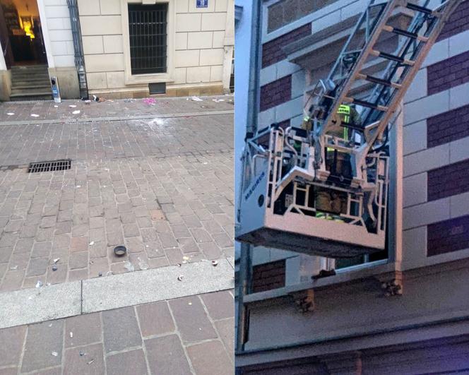 Kraków: z okna leciały talerze oraz znicze. Służby musiały wejść do mieszkania przy użyciu wozu strażackiego z drabiną