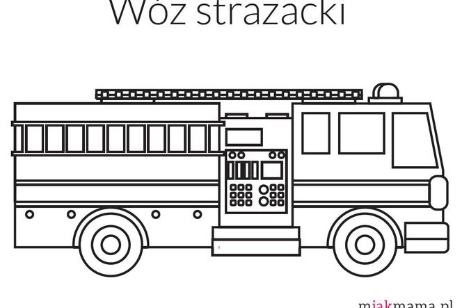 wóz strażacki- kolorowanka