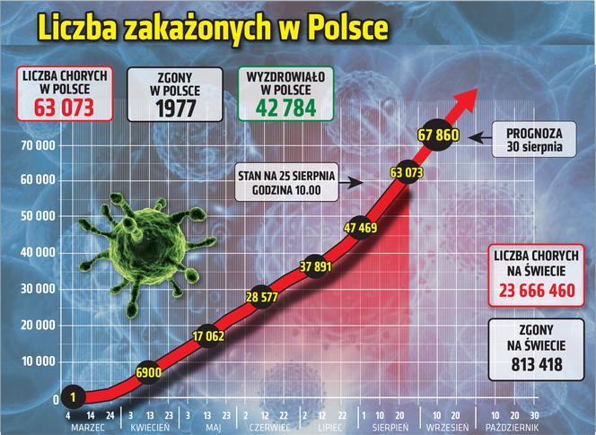 Liczba zakażonych w Polsce