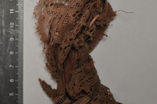 Ubrany szkielet kobiety na kamieniu tuż przy potoku. Natknęła się na niego turystka