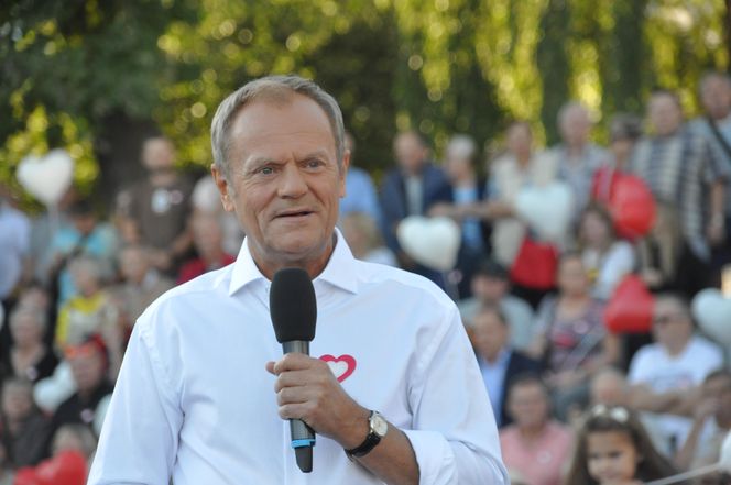 Donald Tusk, lider Platformy Obywatelskiej w Skarżysku-Kamiennej (Świętokrzyskie)